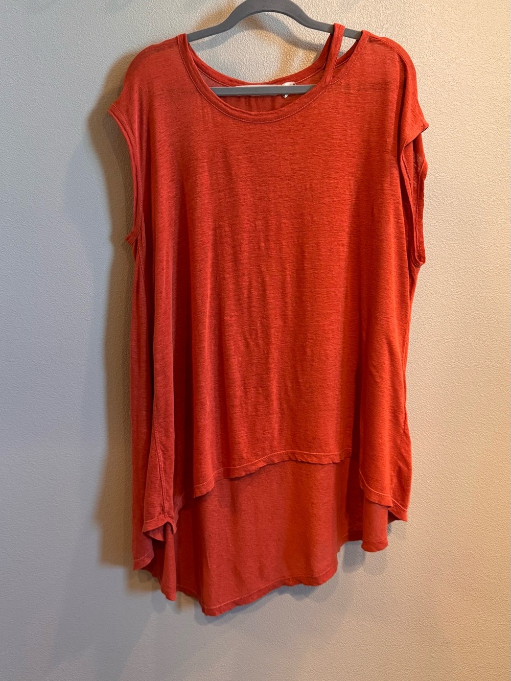Wilt Rust Orange Asymmetrical Hem Sleeveless Tunic Top